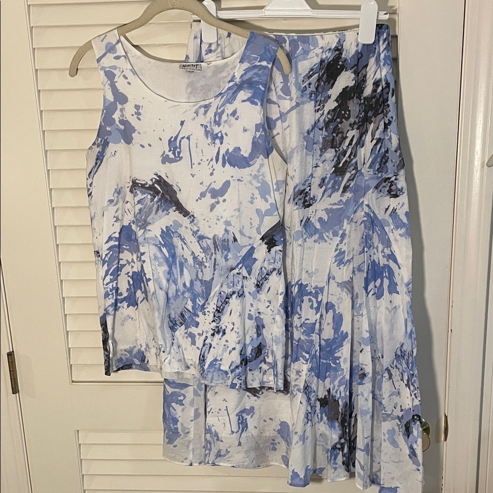 Habitat Abstract Blue and White Maxi Skirt